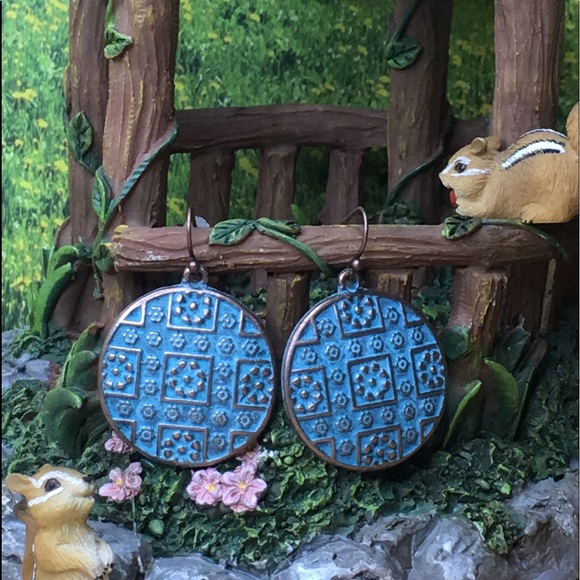 Patina Copper Round Earrings - Picture 3 of 8